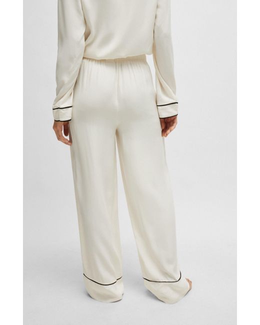 Boss Pyjamabroek Met Double B-monogram En Contrastbiezen in het White