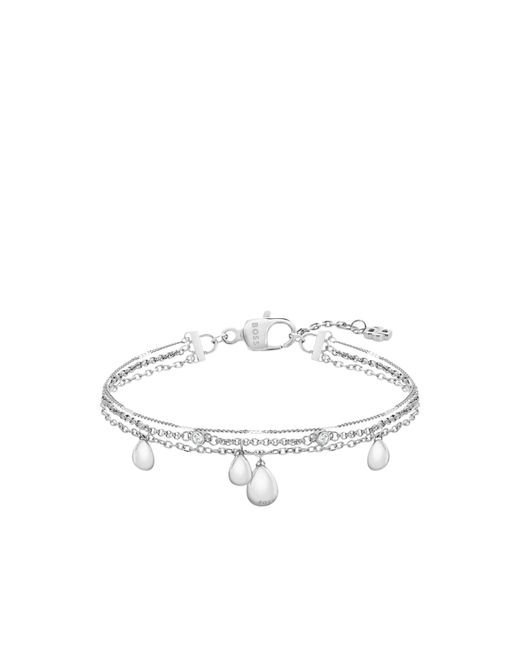 Boss Metallic Three-Layer-Tone Bracelet With Droplet Charms