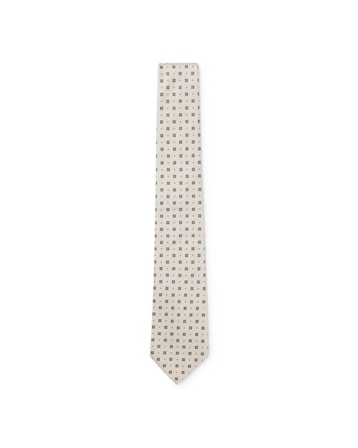 Boss White Silk Tie With Jacquard Pattern for men