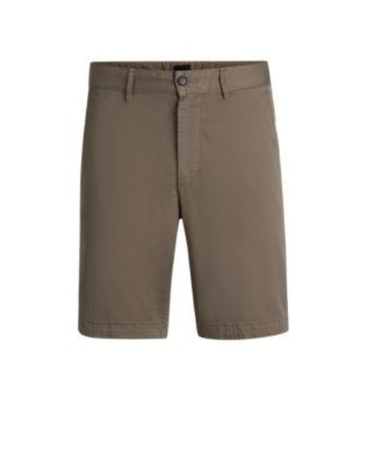 Short Slim En Twill De Coton Stretch Boss pour homme en coloris Gray