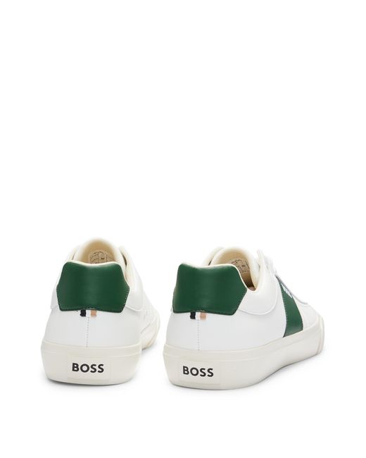 Boss White Cupsole Trainers With Contrast Band for men