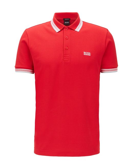 BOSS by Hugo Boss Red 'paddy' | Modern Fit, Cotton Polo Shirt for men