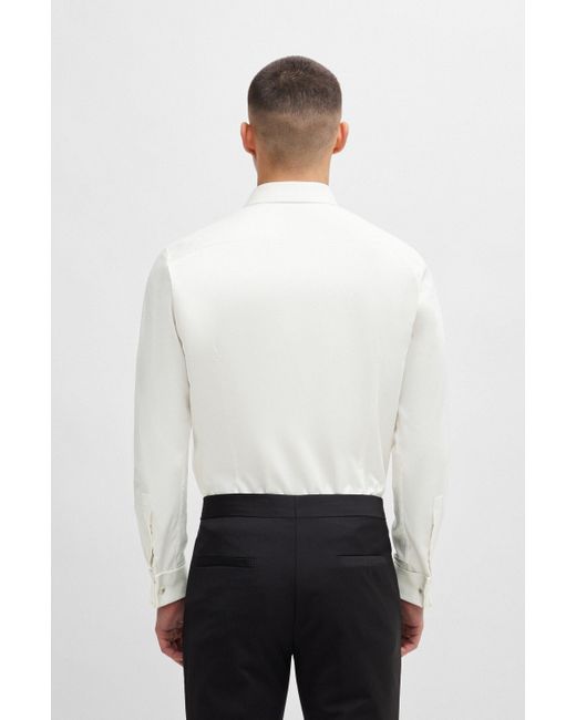 HUGO Extra Slim-Fit Smoking-Hemd aus elastischem Baumwoll-Satin in White für Herren