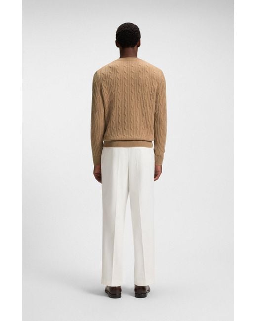 Boss Kabelgebreide Trui Van Wol En Kasjmier in het Natural voor heren