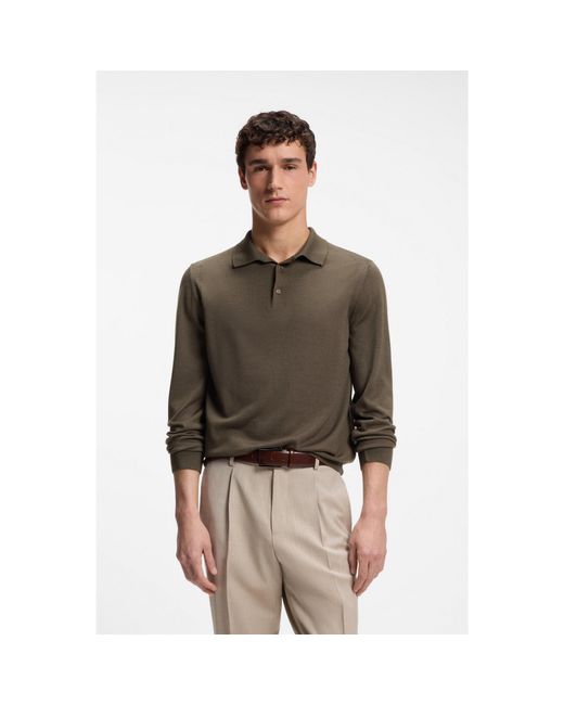 Boss Brown Knit Polo for men