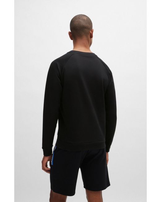 Boss Sweatshirt Van Katoenen Badstof Met Strepen En Logo in het Black voor heren