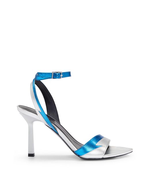Sandales en cuir effet bicolore à talon de 9 cm HUGO en coloris Blue