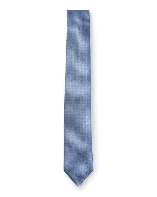 Boss White Silk-blend Tie With All-over Jacquard Pattern for men