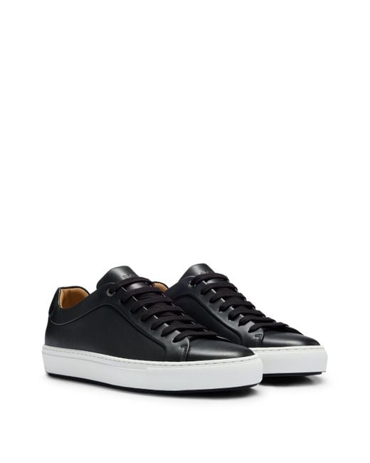 Boss Black Mirage Tennis-style Leather Trainers With Tonal Branding Nos for men