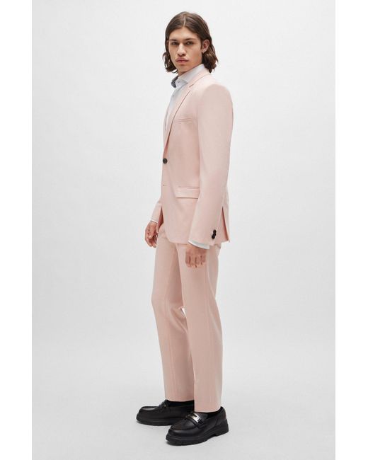HUGO Pink Extra-slim-fit Suit In Performance-stretch Fabric for men