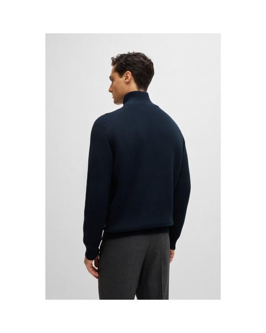 Boss Blue Mixed-Structure Cardigan for men