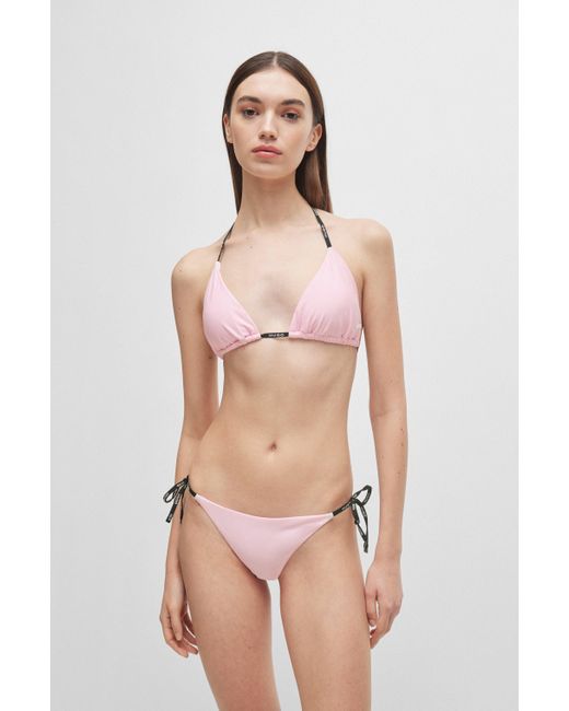 HUGO Pink Triangel-Bikinitop mit Logo-Detail und Logo-Bändern