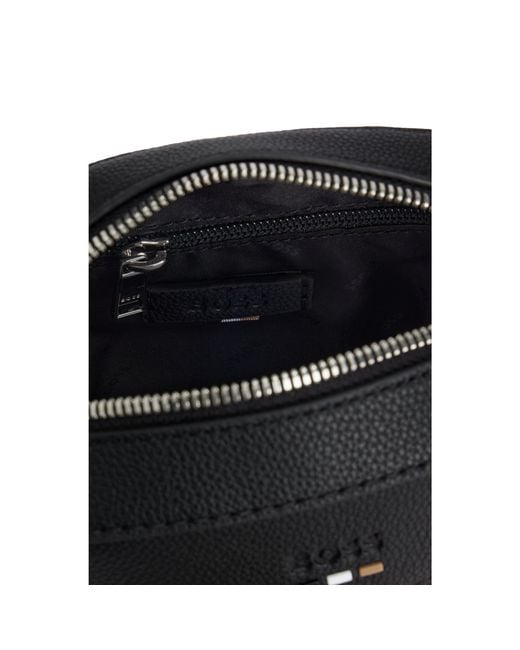 Boss Black Grained Faux-Leather Reporter Bag With Logo Trim for men