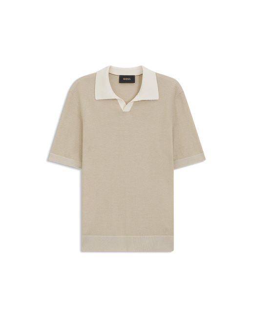 Boss Natural Johnny-Collar Polo Sweater for men