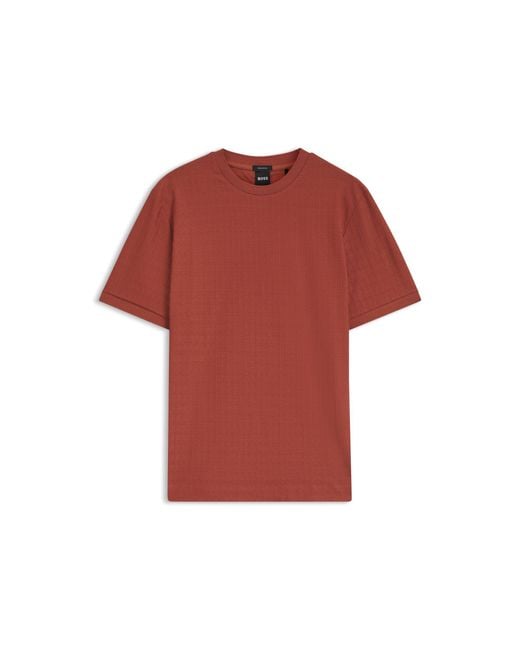 Boss Red Geometric-Jacquard T-Shirt for men