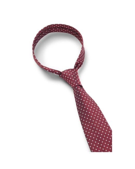 Boss Purple Silk-Blend Tie With Micro Pattern for men