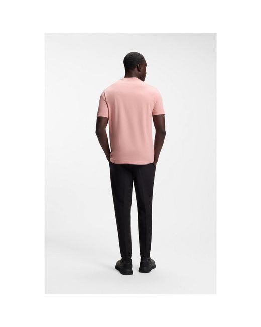 Boss Pink Stretch-Cotton T-Shirt With Logo Detail for men