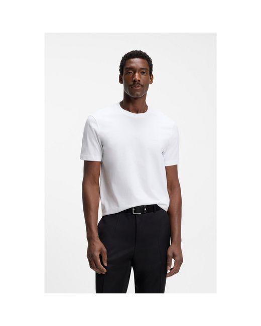 Boss White Cotton-Jersey T-Shirt With Logo Detail for men