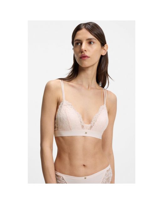 Boss Pink Premium Lace Bralette With Mesh Pleating