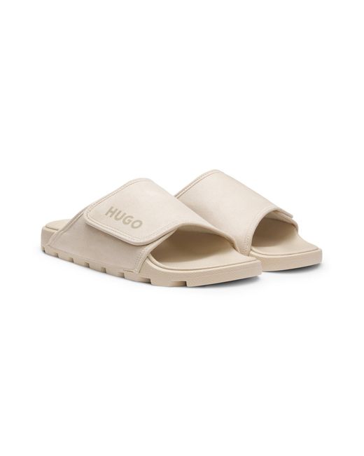 HUGO Slides Mit Riemen Aus Velourslederimitat in White für Herren