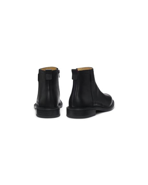 HUGO Black Leather Boots With Logo Trim for men