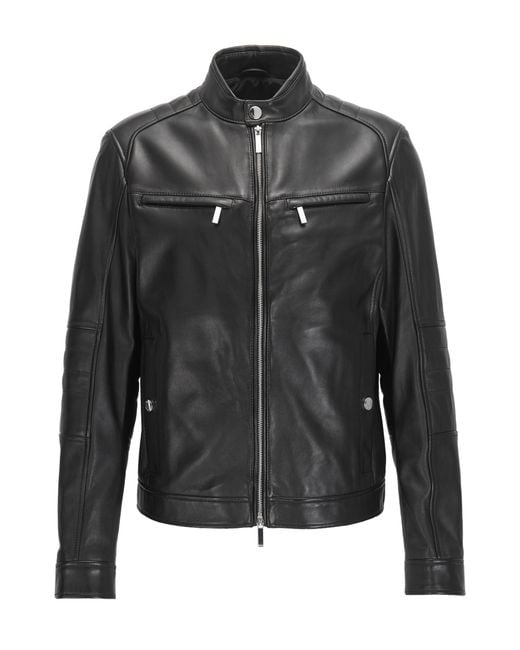BOSS Black Regular-fit Mercedes-benz Leather Jacket for men