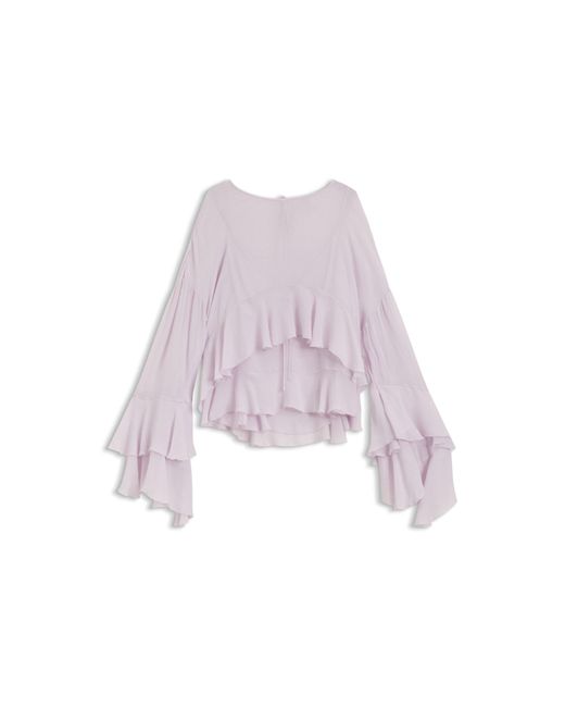 Boss Purple Relaxed-Fit Ruffled Blouse