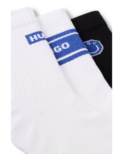 HUGO Set Van Drie Paar Kortere Sokken Van Een Katoenmix in het Blue voor heren