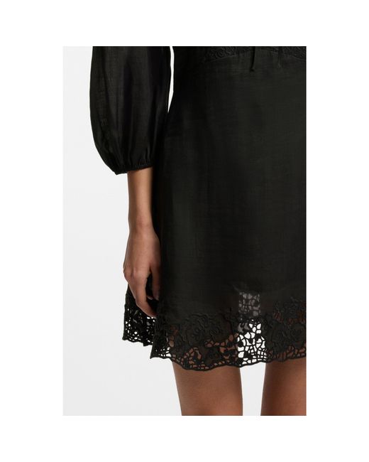 Boss Black A-Line Dress With Embroidered Details