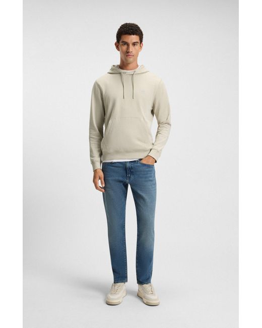 Boss Hoodie Van Katoenen Badstof Met Logopatch in het Gray voor heren