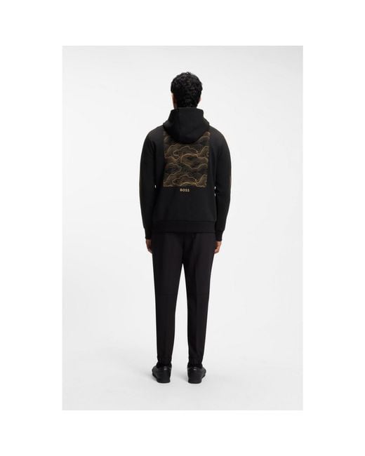 Boss Black The Open Cotton-Blend Hoodie With Rear Graphic for men