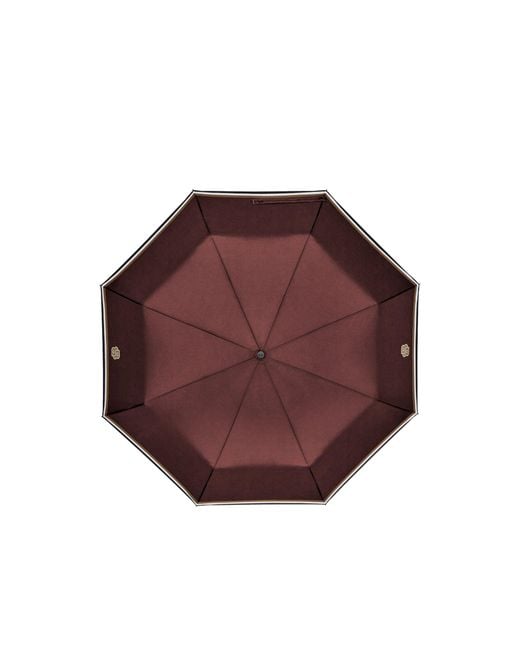 Boss Brown Burgundy Pocket Umbrella With Double B And Signature Stripes