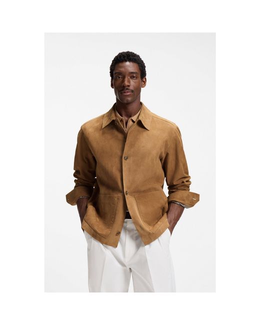Boss Brown Button-Up Jacket for men