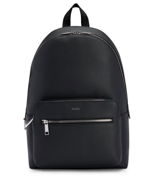 BOSS by Hugo Boss Black Grained-leather Backpack With Logo Lettering And Signature Stripe for men