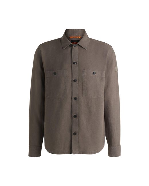 Boss Brown Oversized-Fit Shirt for men