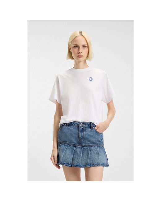 HUGO White Cotton-Jersey T-Shirt With Happy Logo