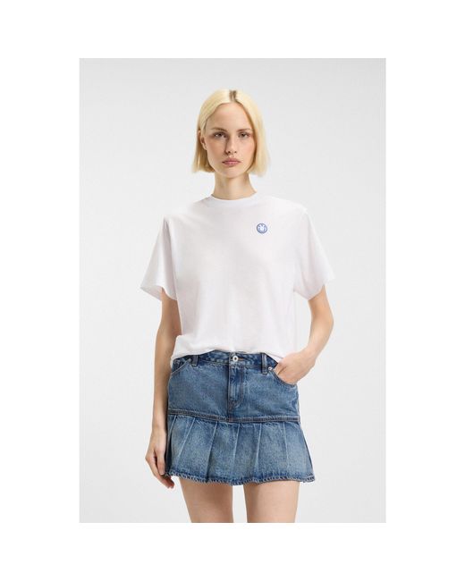 HUGO White Cotton-Jersey T-Shirt With Logo Badge