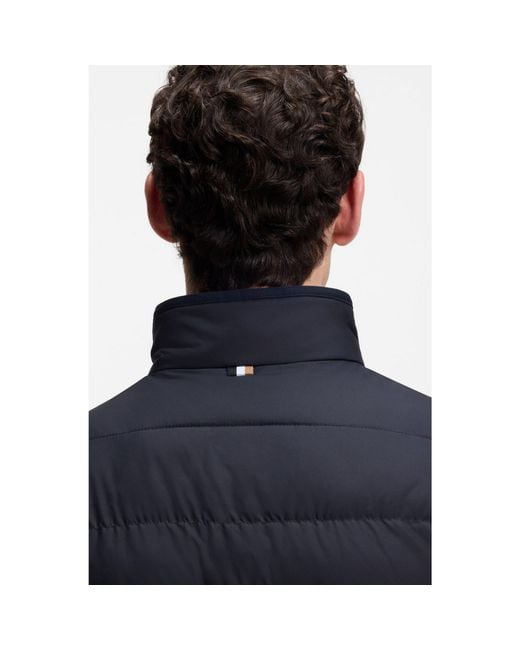 Boss Blue Water-Repellent Jacket With Logo Detail for men