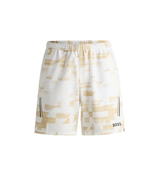 Boss White X Matteo Berrettini Water-Repellent Shorts With Logo Print for men