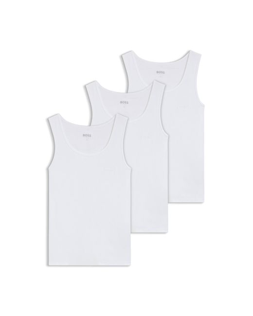 Boss White Three-Pack Of Underwear Vests for men