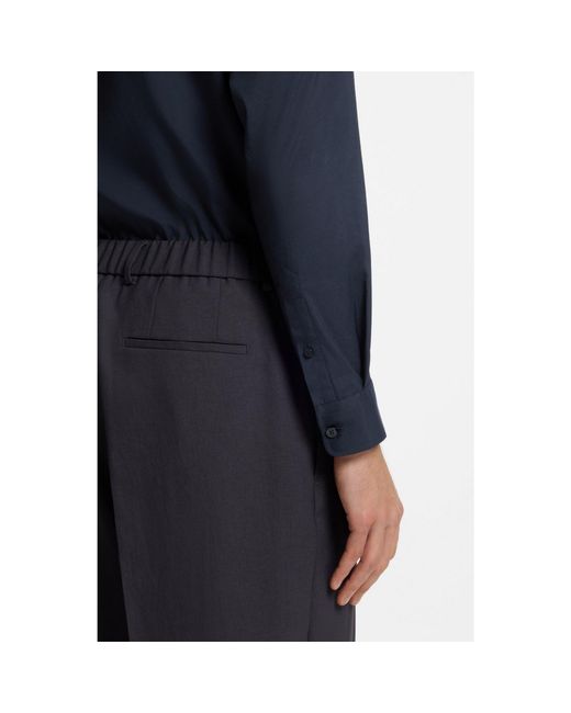 Boss Blue Performance Regular-Fit Shirt With Micro Pattern for men