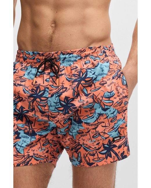 Boss Red Orange Men's Swim Shorts Size M for men