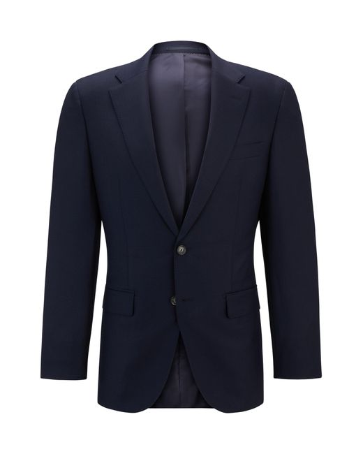 Boss Blue Slim-fit Jacket In Virgin Wool With Stretch for men