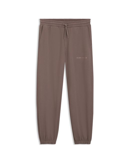 HUGO Gray Relaxed-Fit Cotton Trousers With Streetwear Logo for men
