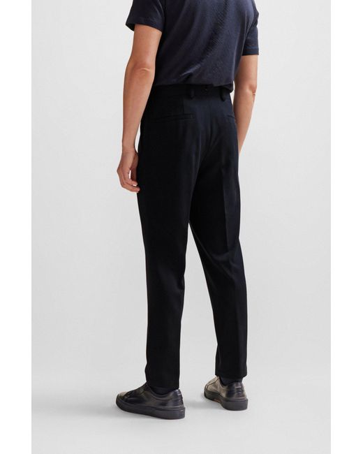 Boss Black Regular-rise Pleated Trousers In Soft Silk for men