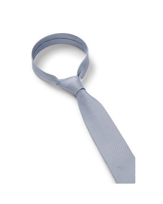 Boss White Silk-Blend Tie With Jacquard Pattern for men