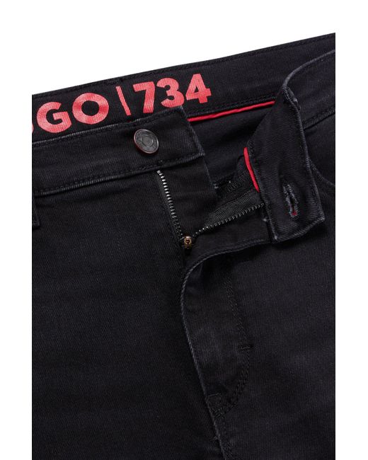 HUGO Extra-slim-fit Jeans In Black Comfort-stretch Denim for men