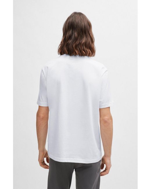 Boss White Regular-fit T-shirt In Cotton With Seasonal Artwork for men