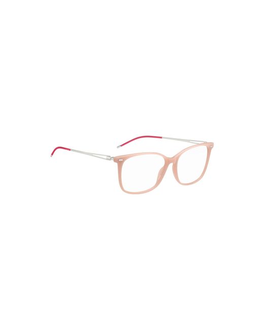 Boss White Acetate Optical Frames With Branded Chain