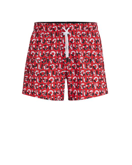 HUGO Red Material Swim Shorts With Logo Print for men